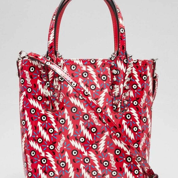 Christian Louboutin Red Patent Leather North/South Ginzana Cabata Mini Tote Bag - Picture 2 of 13